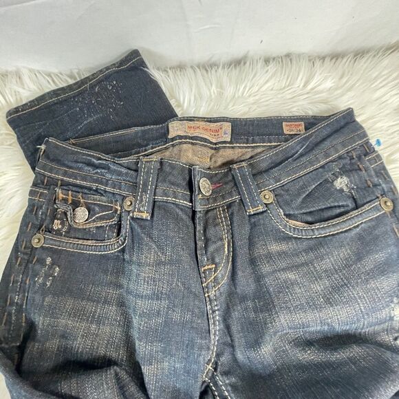 MEK Denim Santiago Distressed Straight Leg Jeans Sz 28 X 34 Long - Picture 9 of 14